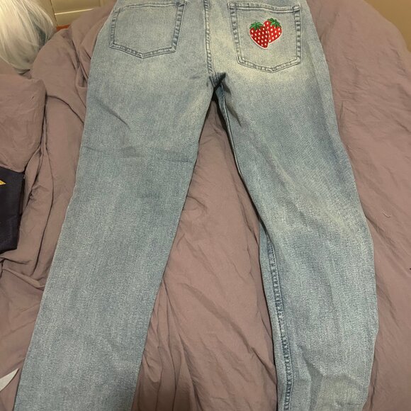 Strawberry Embroidered Mom Jeans - Picture 2 of 2